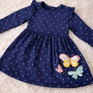 Carter’s Navy Polka Dot Cotton Dress 18M (Fits 1–2 Years)